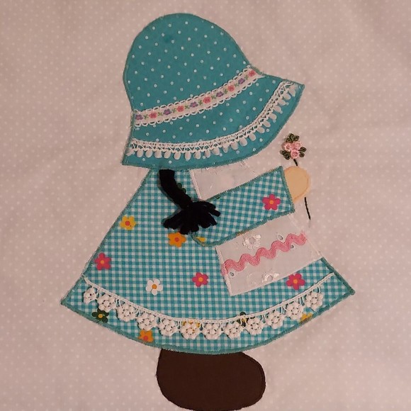 Set Of 2 Sunbonnet Sue Sam Pillow Covers Green White Pink Orange Brown 17 x 17 - Picture 11 of 16